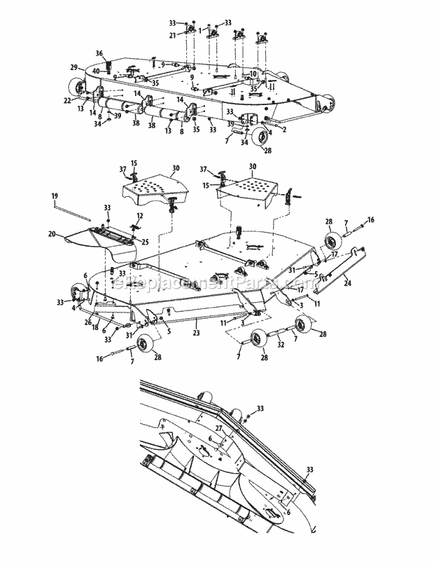 Mower Deck 72-Inch Diagram and Parts List for S7232-D 53AY8DU8050-312HP Cub Cadet Lawn Tractor